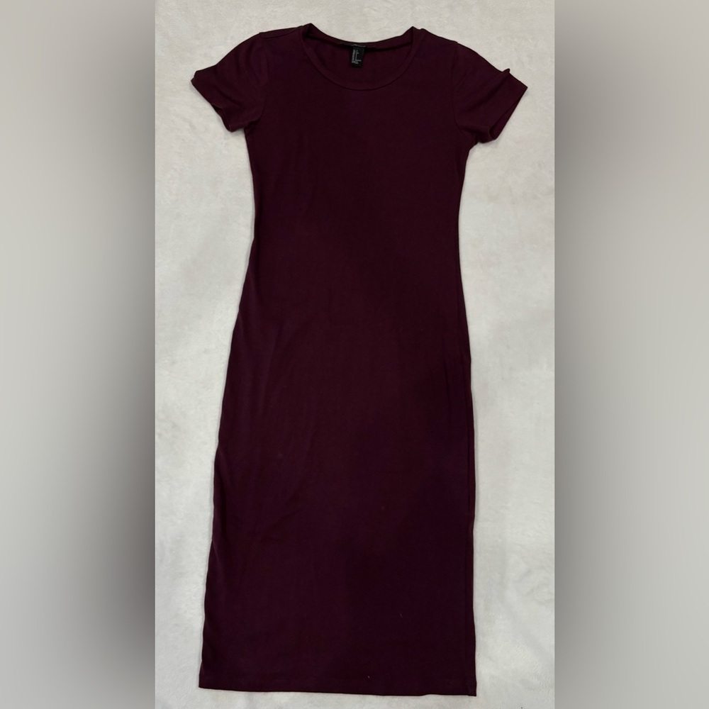 Forever 21 Maroon Short Sleeve Bodycon Dress